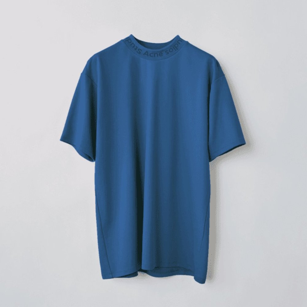 Acne Studios Navid Blue Logo Neck T-Shirt